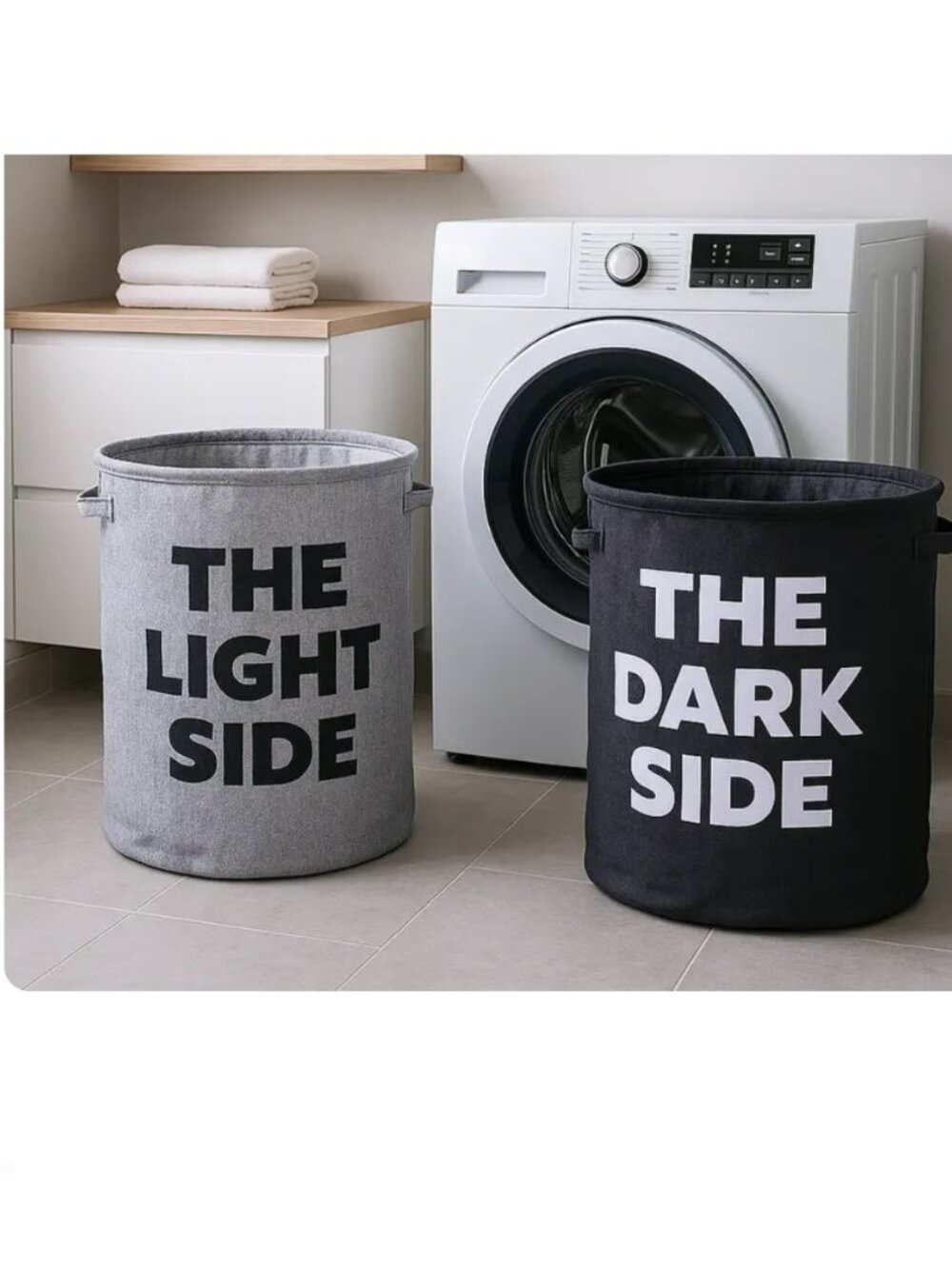 NEW 2 ComfiCo fabric laundry hampers for sorting light and dark laundry